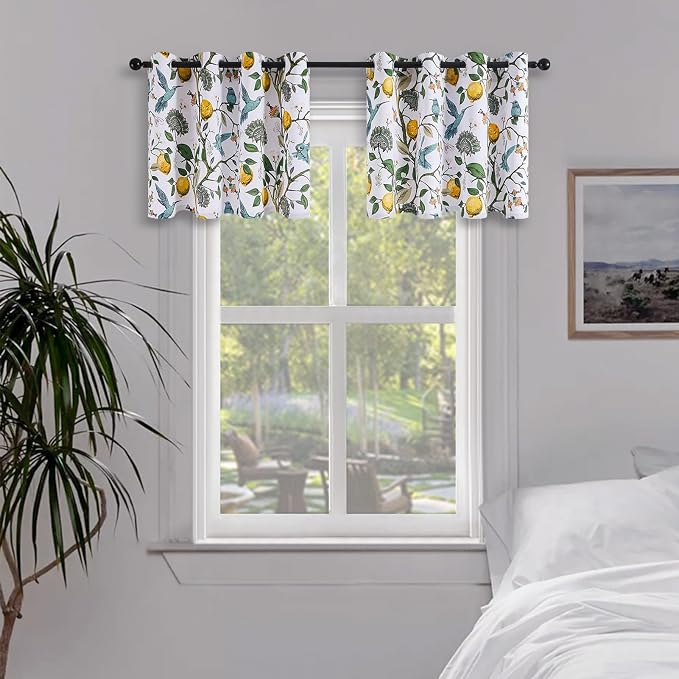 Topfinel White Blackout Window Toppers Curtains 18 Inch Length White Floral by Topfinel