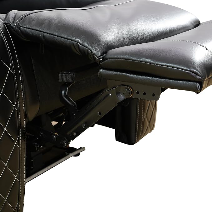 Power Recliner Chair with LED Lights, Leather Manual Recliner 1 Seat, Living - Image 5