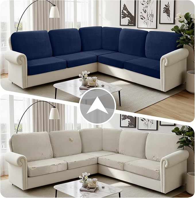 Arfntevss Velvet Corner Sectional Couch Covers Slipcovers L Shape Couch Cushion - Image 7