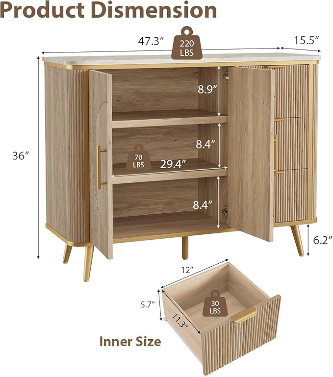 47.3" Modern Buffet Cabinet - Image 2