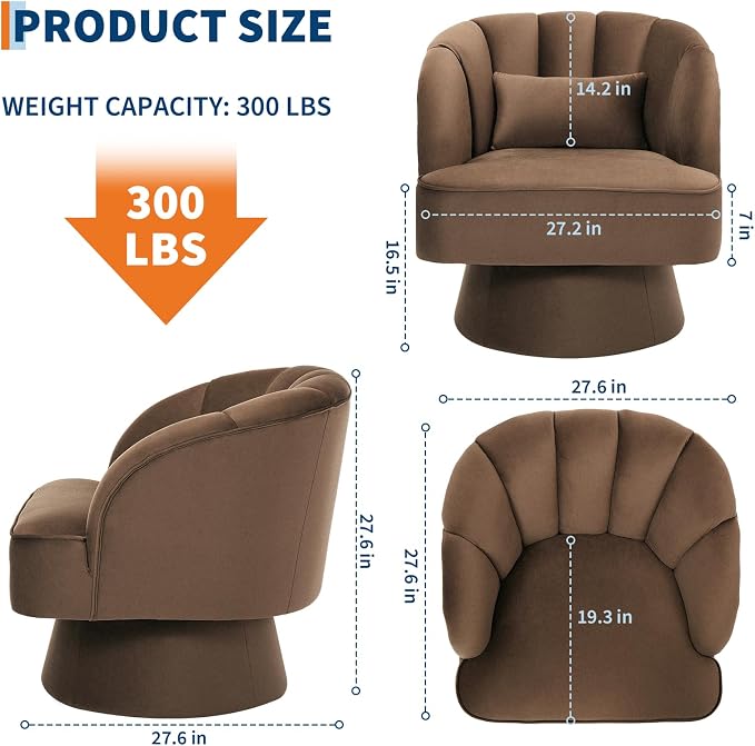 Garvee Ultra-Plush Swivel Accent Chair, 360° Barrel Lounge Chair - Image 2