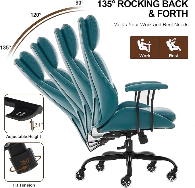 E-Motie Office Chair, Leather Desk Chair - Image 6