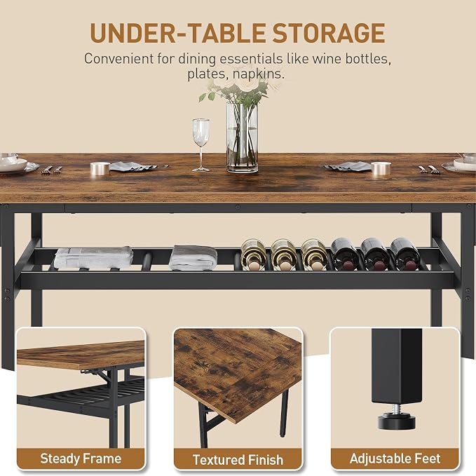 RALGEND 7-Piece Dining Table Set, Industrial Style Kitchen Set - Image 6