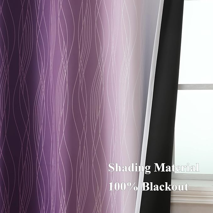 Estelar Textiler Purple and Greyish White Blackout Curtains & Drapes - Image 5