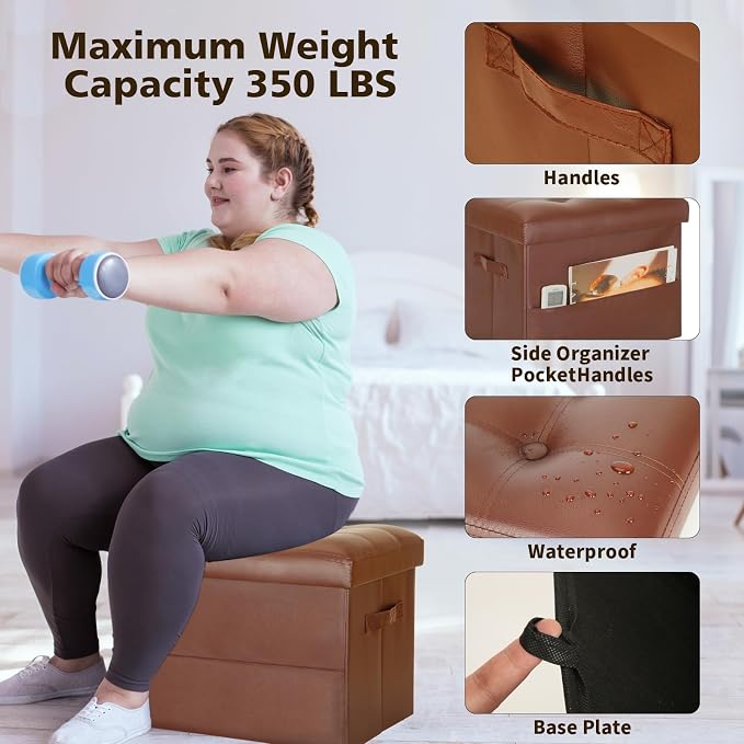BelugaHelper Storage Ottoman Foot Rest Stool. Folding Ottoman - Image 3