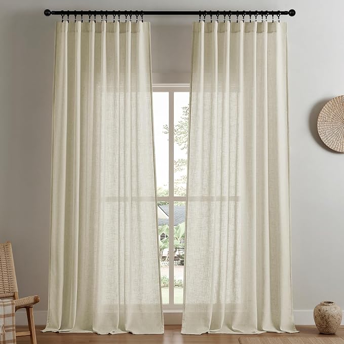 Joydeco Linen Curtains 72 Inch Length 2 Panel Sets, Light Filtering Curtains by JOYDECO