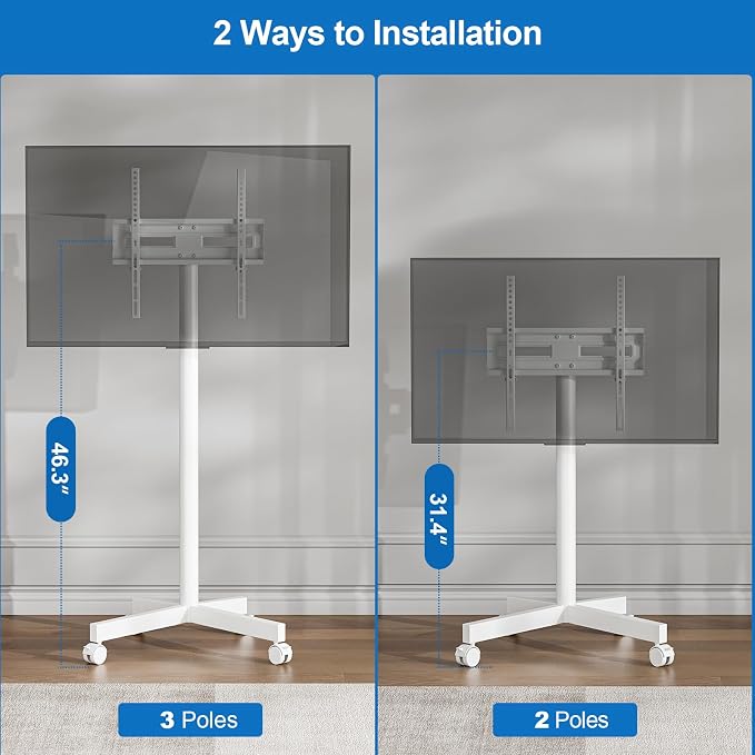 Mobile TV Cart Rolling TV Stand - Image 4