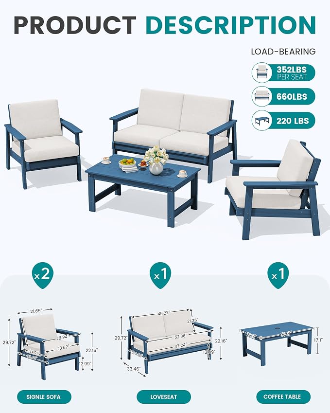 SERWALL HDPE Patio Furniture Set - Image 5
