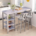 AWQM 3-Piece Bar Table and Chairs Set, Modern Glay Table by AWQM