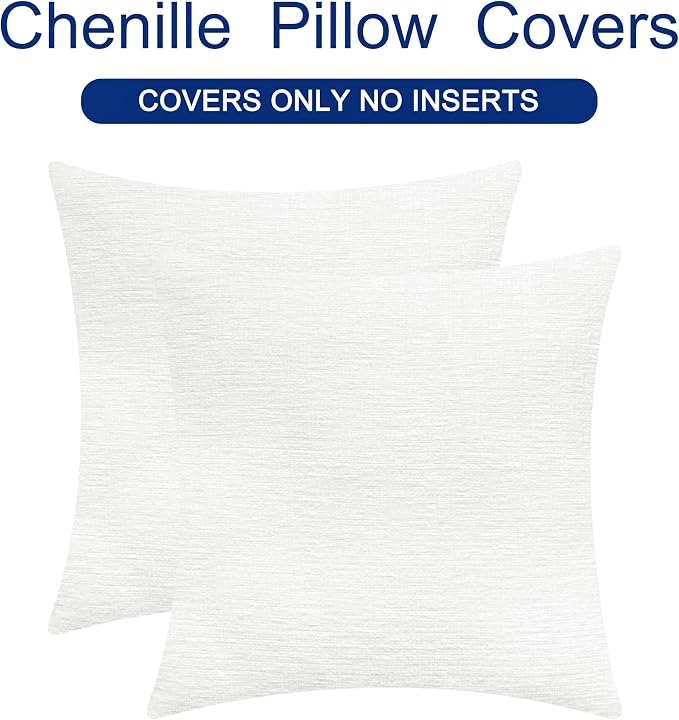 CaliTime Throw Pillow Covers Decorative 16 X 16 Inches Pack of 2 Cozy Chenille - Image 6
