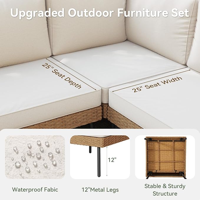 Aoxun Patio Furniture Set, 7 Piece Outdoor Sectional Sofas - Image 4