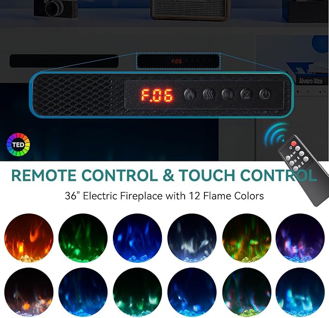 oneinmil 80” TV Stand with 36” Electric Fireplace, Large Modern Media - Image 5