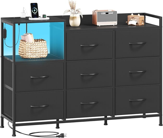 Somdot Dresser with Charging Station and Open Shelves, Dresser by Somdot