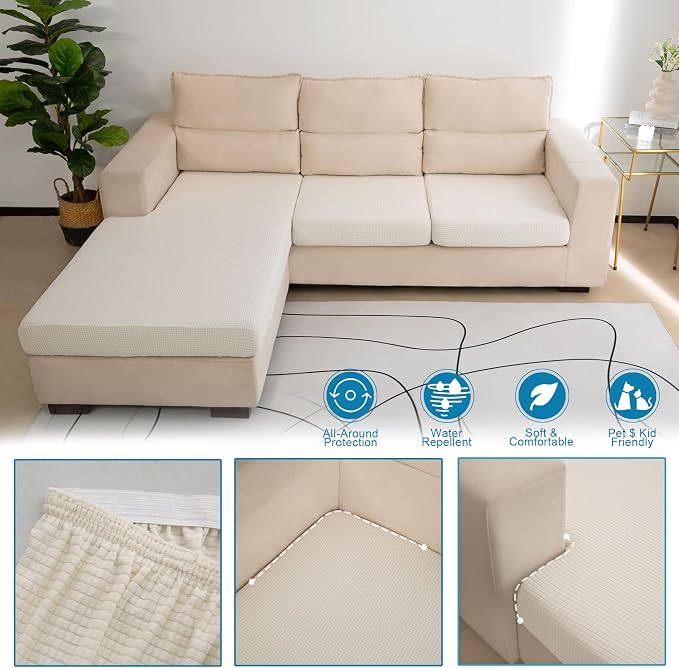 Water Repellent Couch Cushion Covers Single Seat Cushion Cover, Stretch - Image 4