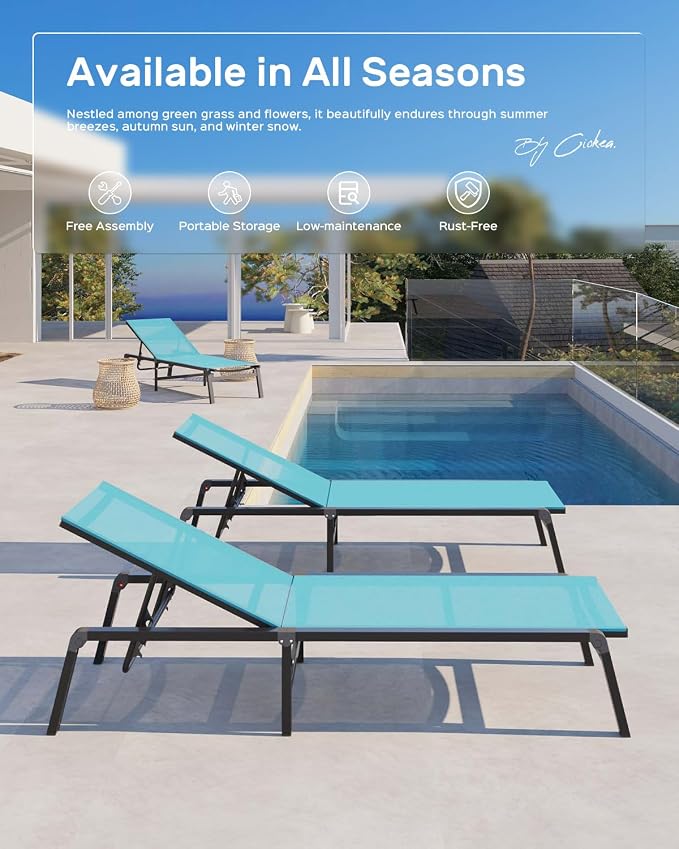 Patio Chaise Lounge Chair Set of 2, Foldable Lounge Chairs - Image 7