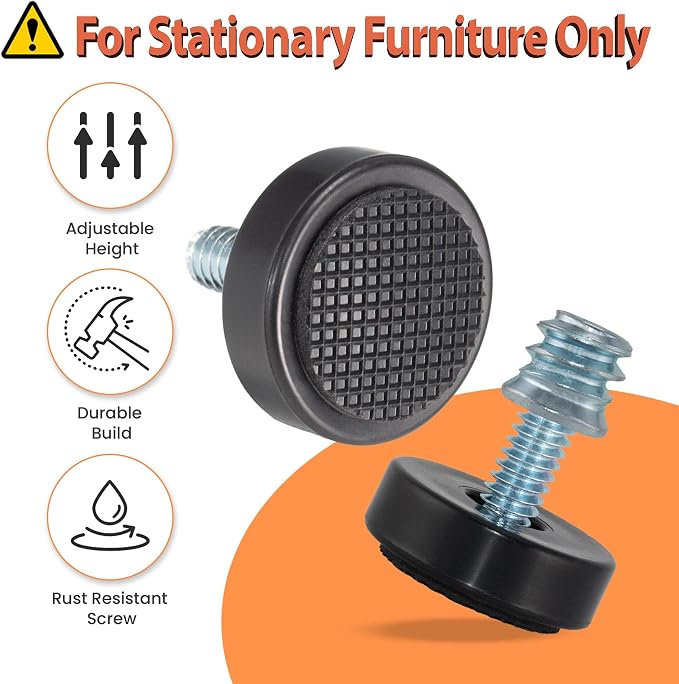 1/4-20 Adjustable Furniture Leveler, 16 Pack Rubber Leveling Feet Screws in - Image 3