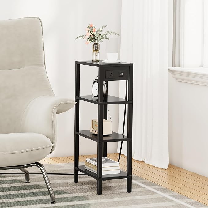 TUTOTAK Narrow Side Table with Charging Station, Small End Table with USB Ports - Image 2