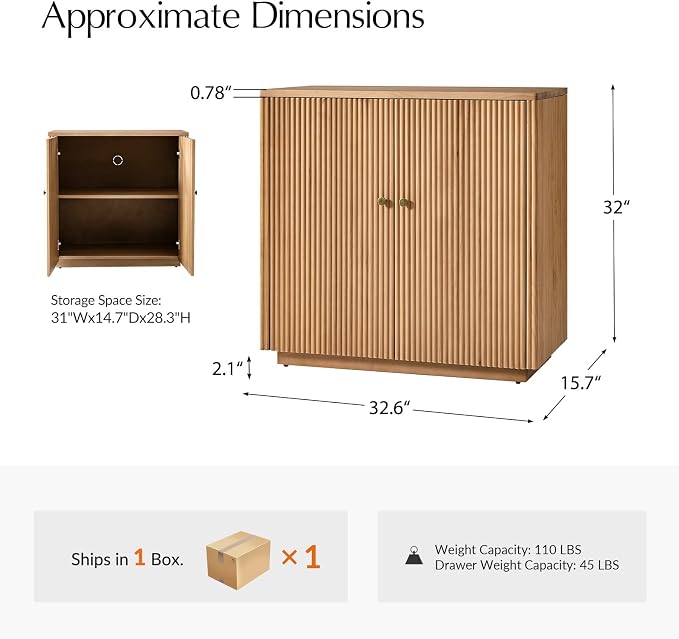 HULALA HOME Solid Wood Sideboard Buffet Cabinet - Image 2