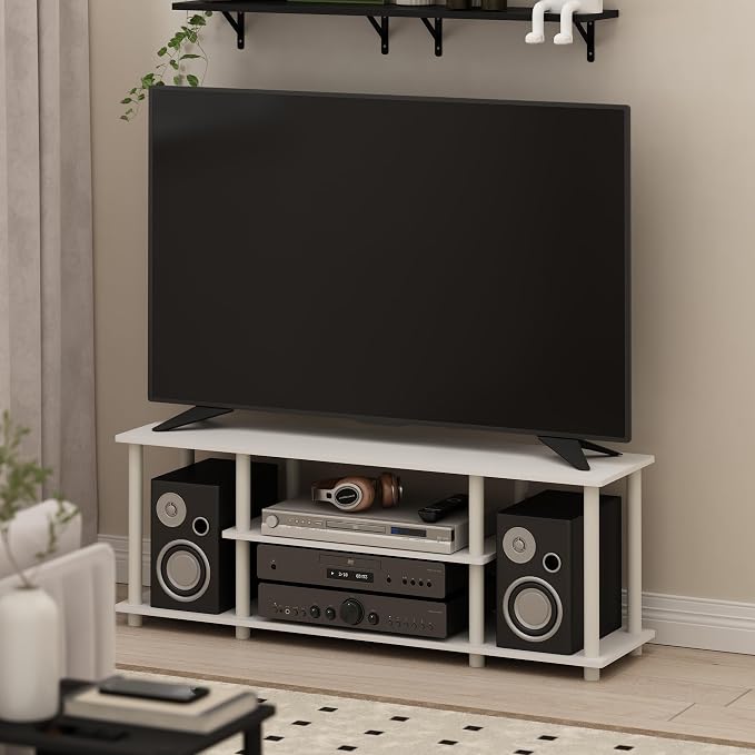 Furinno Turn-N-Tube TV Stand, 3-Tier Open Frame Rectangular Entertainment Center - Image 2