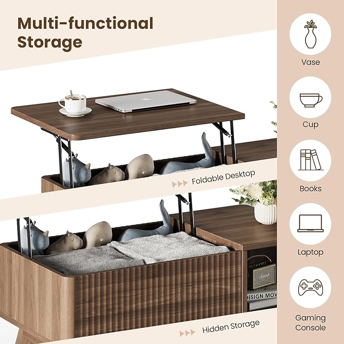 Wood Lift Top Coffee Table - Image 4