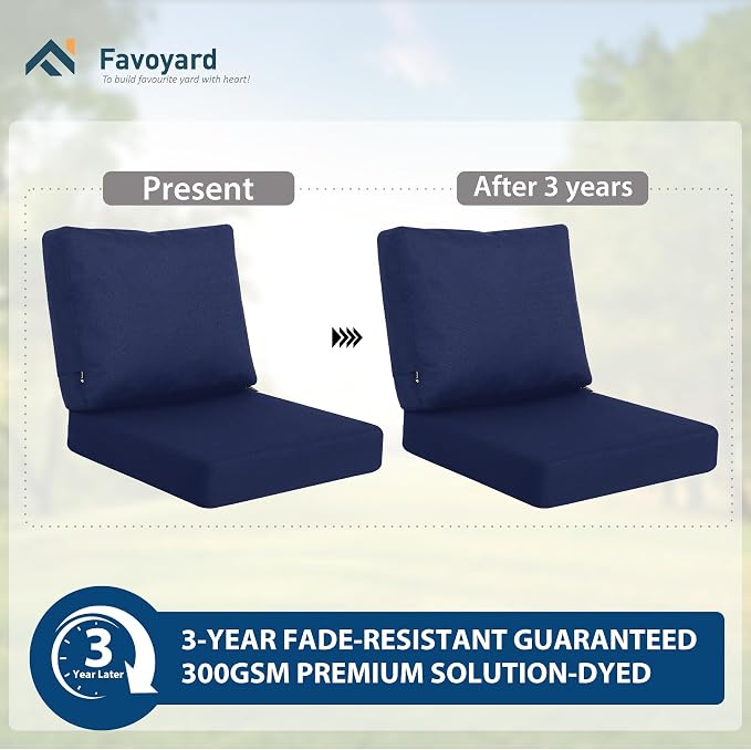 Favoyard Deep Seat Patio Cushions 22 × 22 inch Rainproof & Fadeness Furniture - Image 5