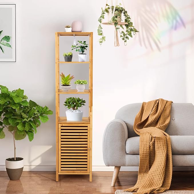Tangkula Bathroom Cabinet, 65 Inch Tall Slim Bathroom Storage Cabinet - Image 4