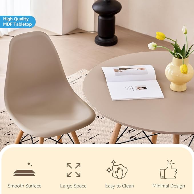5-Piece Round Dining Table Set, Small 31.5" Kitchen Table Chairs Set of 4 Space - Image 3