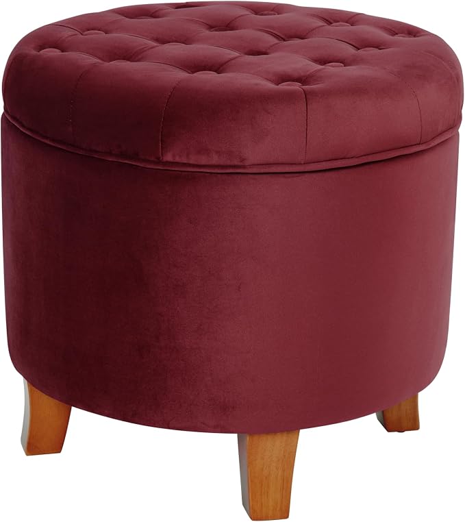 Homepop Home Decor | Upholstered Round Velvet Tufted Foot Rest Ottoman | Ottoman - Image 14