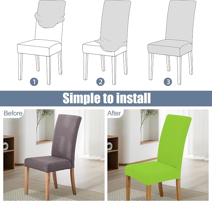 BIETYONE Stretch Dining Chair Covers Set of 2, Soft Removable Washable Kitchen - Image 4