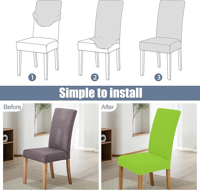 BIETYONE Stretch Dining Chair Covers Set of 4, Soft Removable Washable Kitchen - Image 4