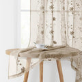 HOMEIDEAS Taupe Sheer Curtains 96 Inches Long 2 Panels Beige Embroidered Floral by HOMEIDEAS