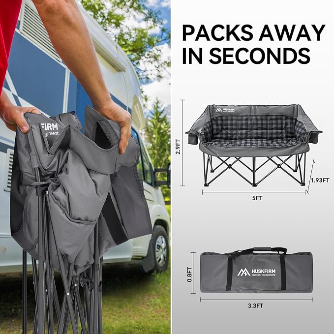 Double Camping Chair Padded 2 Person Camping Chair Camping Loveseat - Image 6
