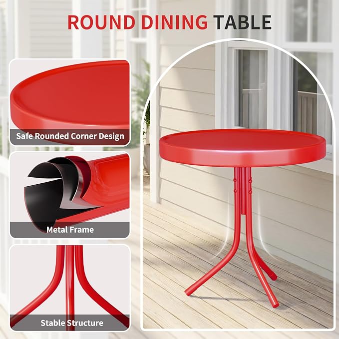 3 Piece Bistro Set, Anti-Rust Table and Chairs Set of 2, Waterproof Retro Metal - Image 6