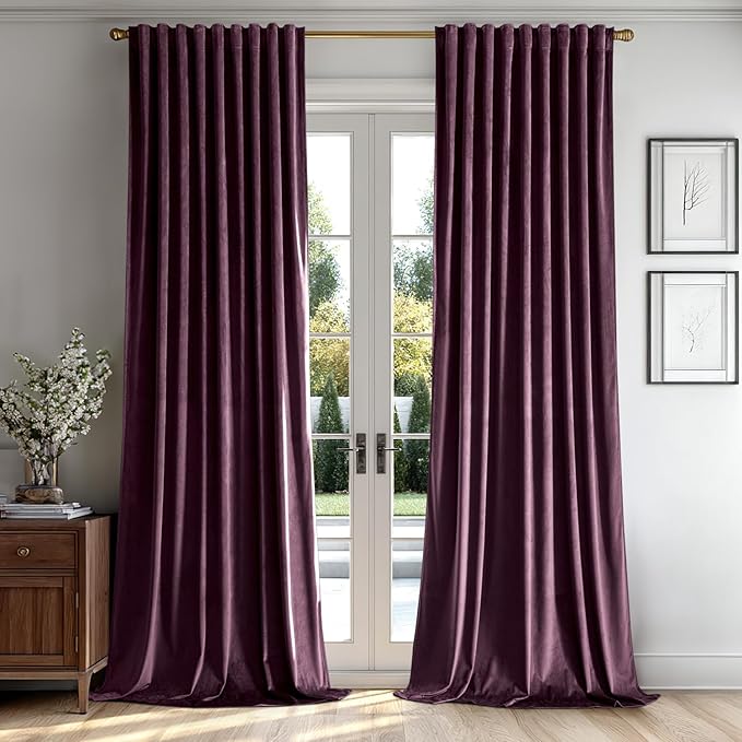 MIULEE Dark Purple Velvet Curtains 96 inches by MIULEE