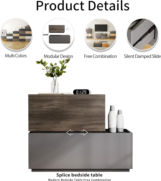 Svimi Modular Stackable Drawers, Modern Nightstand Modular Storage Bins - Image 7
