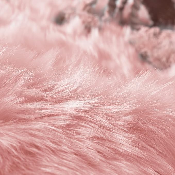 Goolela Pink Fluffy Fuzzy Rug for Girls Bedroom 3x5 Faux Fur Rug Furry Shag - Image 9
