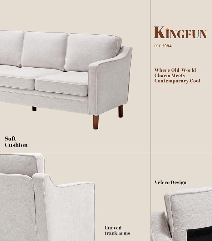 Kingfun Living Room Furniture Sets, 3 Seater Couch and Loveseat, Mid Century - Image 5