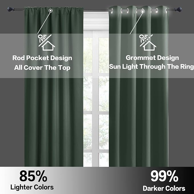 RYB HOME Half Curtain Tiers 36 inch Length, Rod Pocket Summer Heat Blocking - Image 6