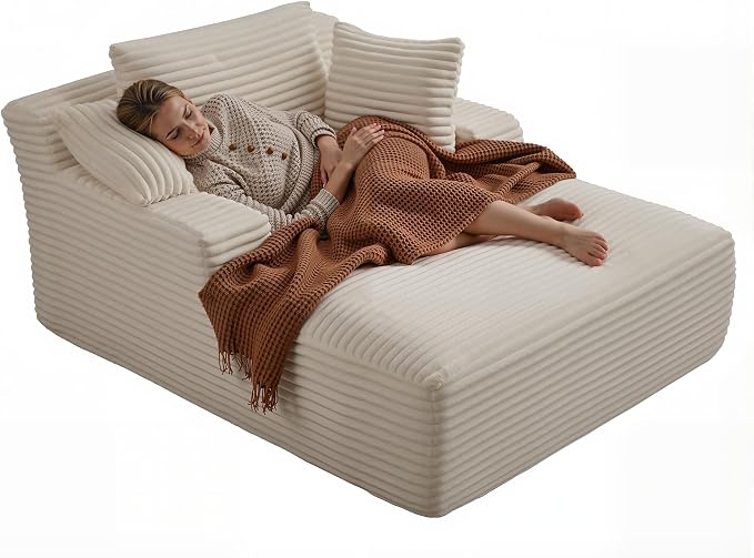 ivoros 50 Inch Chaise Lounge Chair Indoor, Oversized Corduroy Upholstered - Image 8
