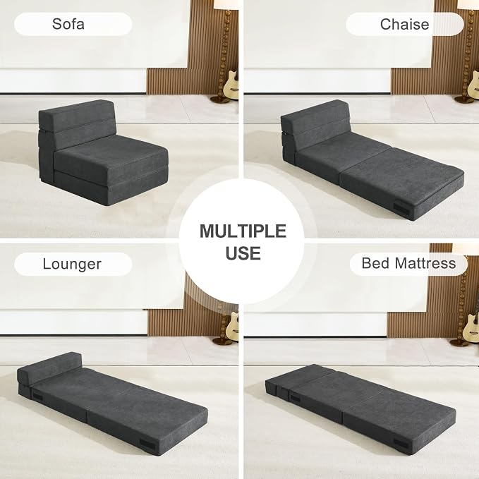 ANONER Fold Out Chair Bed Memory Foam - Image 4