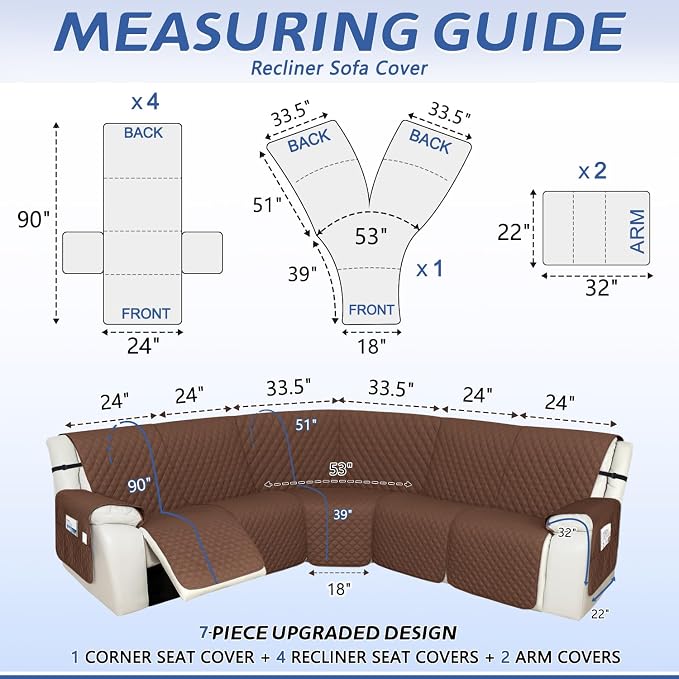 Arfntevss Recliner Sectional Couch Covers 1OO% Waterproof L Shape Sofa Cover - Image 2
