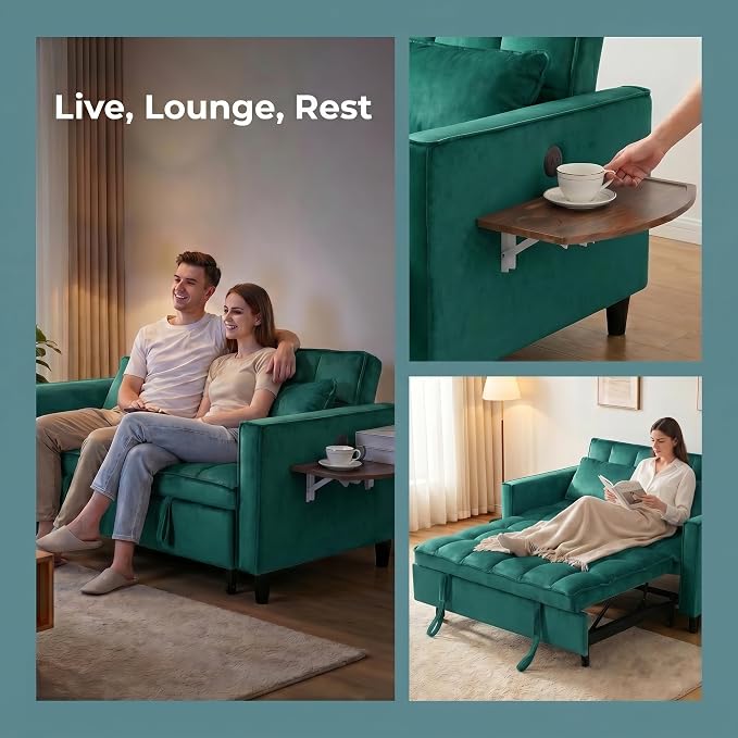 4 in 1 Convertible Sofa Bed, Pull Out Couch - Image 9