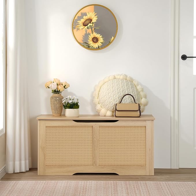 HOOBRO Storage Bench, 39.3" Toy Box, Rattan-Like Storage Chest, Sturdy Entryway - Image 6