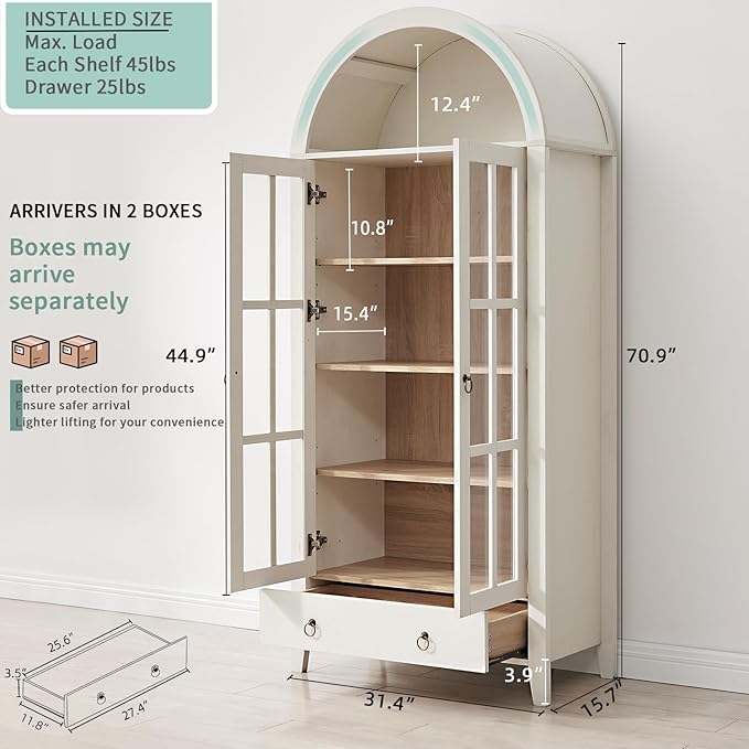 RowyPoey Farmhouse Arched Cabinet - Image 2