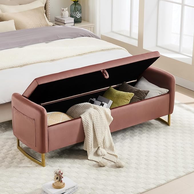 65" End of Bed Storage Bench, Modern Storage Benches - Image 3