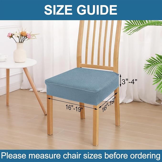 Smiry Waterproof Seat Covers for Dining Room Chairs Set of 6, Stretch Jacquard - Image 2