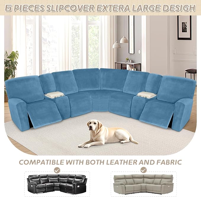 Arfntevss Sectional Recliner Couch Covers Velvet Washable Corner Sectional Sofa - Image 3