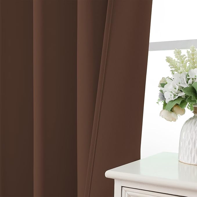 CUCRAF Brown Blackout Curtains 90 inch Length 2 Panels Set, Rod Pocket Room - Image 6