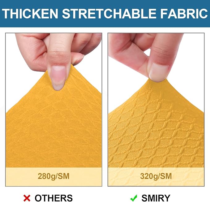 Smiry Waterproof Seat Covers for Dining Room Chairs Set of 2, Stretch Jacquard - Image 4
