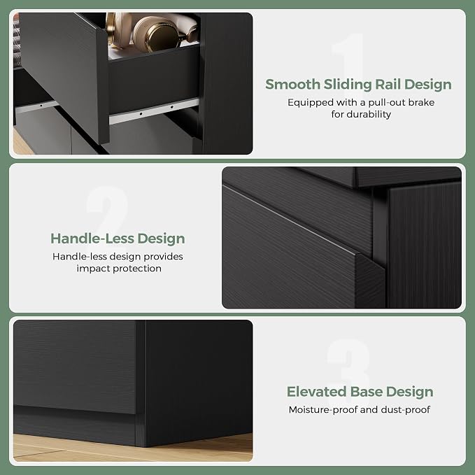 Jocoevol Modern Black 7 Drawer Dresser - Image 6